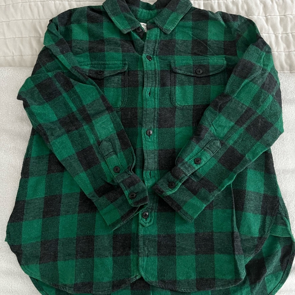 Madewell Green Buffalo Plaid Flannel